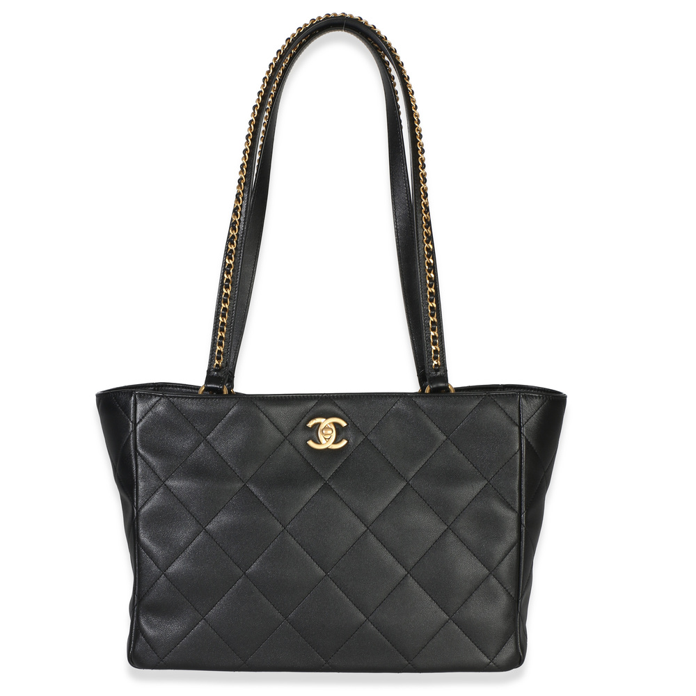Chanel Black Quilted Calfskin Book Pocket Shopping Tote